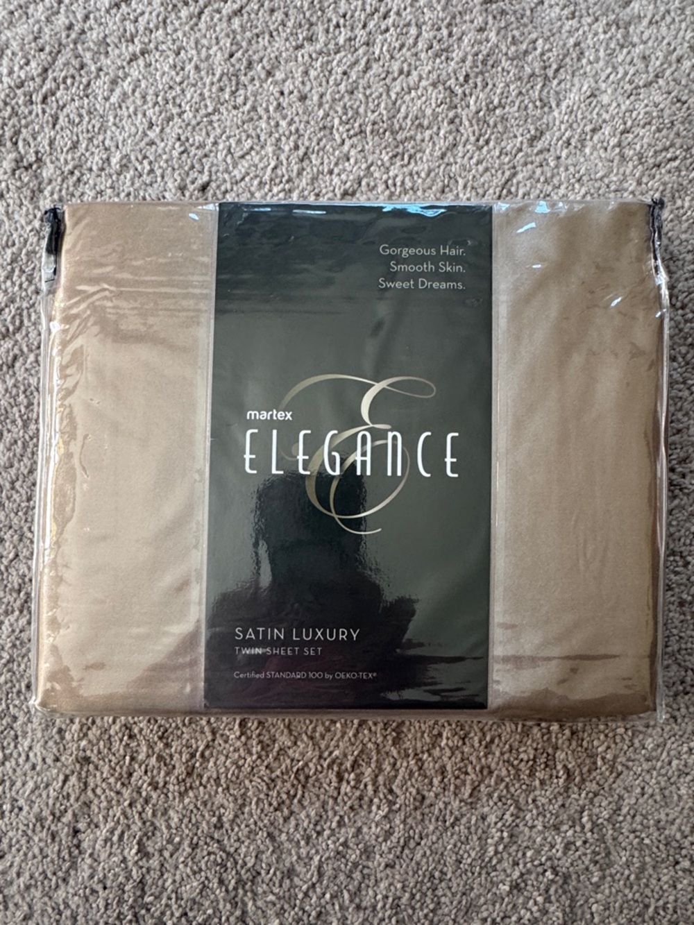 Martex Elegance Satin Luxury Twin Sheet Set in Taupe